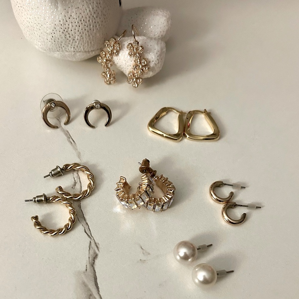 Gold Hoops & Pearl Earring Bundle